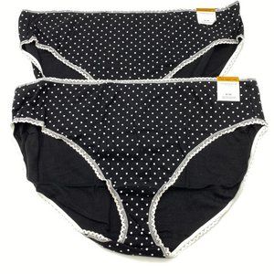 INC black and white polka dot briefs panties size 3X New lace trim cotton